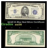 1934D $5 Blue Seal Silver Certificate Grades Choic