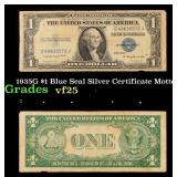 1935G $1 Blue Seal Silver Certificate Grades vf+ M