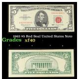 1963 $5 Red Seal United States Note Grades xf