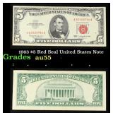 1963 $5 Red Seal United States Note Grades Choice