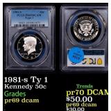 1981-s Ty 1 Proof Kennedy Half Dollar 50c pr69 dca
