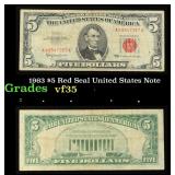 1963 $5 Red Seal United States Note Grades vf++