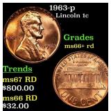 1963-p Lincoln Cent 1c Grades GEM++ RD