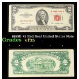 1953B $2 Red Seal United States Note Grades vf++