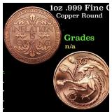 1oz .999 Fine Copper Bullion Round -  Inflation Dr
