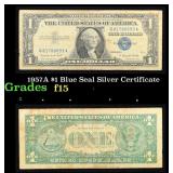 1957A $1 Blue Seal Silver Certificate Grades f+