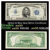 1934A $5 Blue Seal Silver Certificate Grades Choic