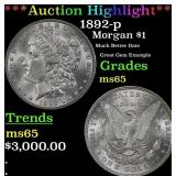 1892-p Morgan Dollar $1 ms65 SEGS