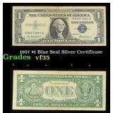 1957 $1 Blue Seal Silver Certificate Grades vf++