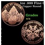 1oz .999 Fine Copper Bullion Round - Let it Snow S
