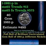 BU Shotgun Jefferson 5c roll, 1981-p 40 pcs Bell T