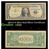 1957A $1 Blue Seal Silver Certificate Grades vf+