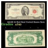 1953B $2 Red Seal United States Note Grades xf