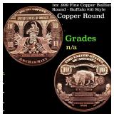 1oz .999 Fine Copper Bullion Round - Buffalo $10 S
