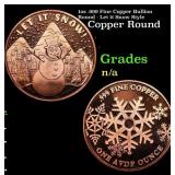 1oz .999 Fine Copper Bullion Round - Let it Snow S