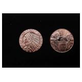 Group of Two 1oz .999 Fine Copper Bullion Rounds -