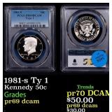 1981-s Ty 1 Proof Kennedy Half Dollar 50c pr69 dca