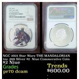 NGC 2021 Star Wars THE MANDALORIAN 1oz .999 Silver