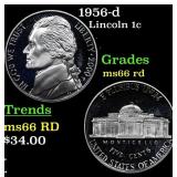 1956-d Lincoln Cent 1c Grades GEM+ Unc RD