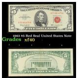 1963 $5 Red Seal United States Note Grades xf