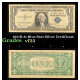 1957B $1 Blue Seal Silver Certificate Grades vf+