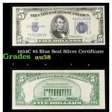 1934C $5 Blue Seal Silver Certificate Grades Choic