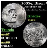 2005-p Bison Jefferson Nickel Westward Journey Nea