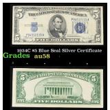 1934C $5 Blue Seal Silver Certificate Grades Choic