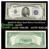 1934D $5 Blue Seal Silver Certificate Grades Selec