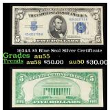 1934A $5 Blue Seal Silver Certificate Grades Choic