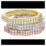 Decadence Sterling Silver Tricolor Octagonal Pave