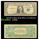 1957B $1 Blue Seal Silver Certificate Grades vf, v