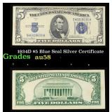1934D $5 Blue Seal Silver Certificate Grades Choic