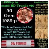 BU Shotgun Lincoln 1c roll, 1989-p 50 pcs Bank Wra