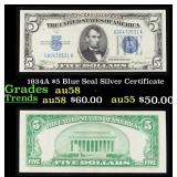 1934A $5 Blue Seal Silver Certificate Grades Choic