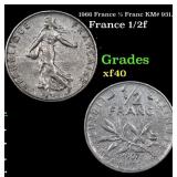1966 France 1/2 Franc KM# 931.1 Grades xf