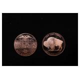 Group of Two 1oz .999 Fine Copper Bullion Rounds -