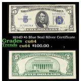 1934D $5 Blue Seal Silver Certificate Grades Choic