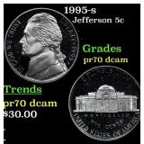 1995-s Proof Jefferson Nickel 5c pr70 dcam SEGS