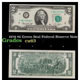 1976 $2 Green Seal Federal Reserve Note Grades Sel