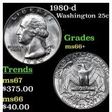 1980-d Washington Quarter 25c Grades GEM++ Unc