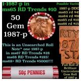 BU Shotgun Lincoln 1c roll, 1987-p 50 pcs Bank Wra