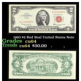 1963 $2 Red Seal United States Note Grades Choice