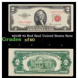 1953B $2 Red Seal United States Note Grades xf