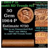 BU Shotgun Lincoln 1c roll, 1964-p 50 pcs Bank Wra