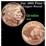 1oz .999 Fine Copper Bullion Round - Buffalo Nickl