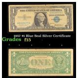 1957 $1 Blue Seal Silver Certificate Grades f+