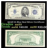 1934D $5 Blue Seal Silver Certificate Grades Selec