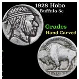 1928 Hobo Buffalo Nickel 5c Grades Hand Carved