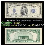 1934C $5 Blue Seal Silver Certificate Grades Choic